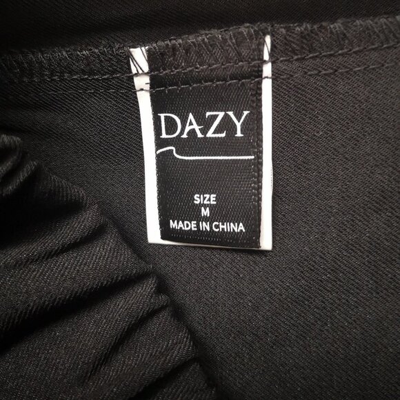 Dazy Ladies Size Medium Black Straight Leg Front Pleats Dress Pants - Picture 3 of 12